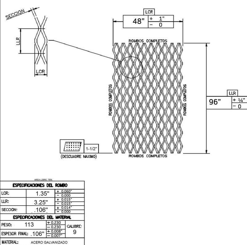 Galvanized Steel Expanded Metal 121937 - Steel and Pipes Inc.