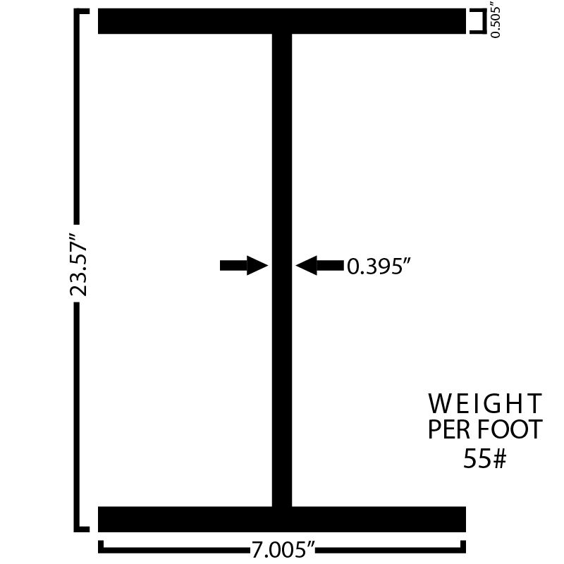 Black Steel Wide Flange Beam
