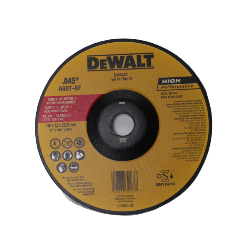 Dewalt Metal/Stainless Cutting Disc - Steel and Pipes Inc.