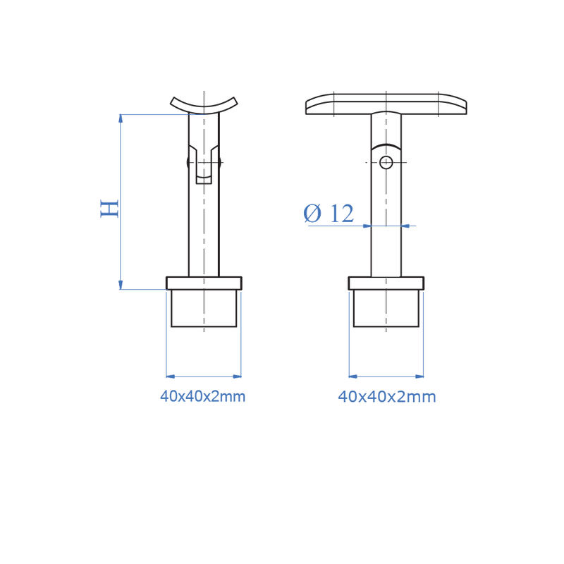 Inox Black Cube System Pivotable Handrail Support - Steel and Pipes Inc.