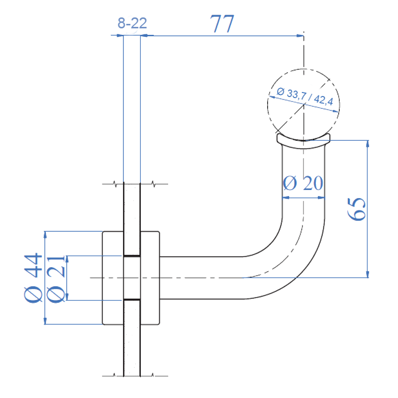 Inox Black Glass Handrail Support - Steel and Pipes Inc.