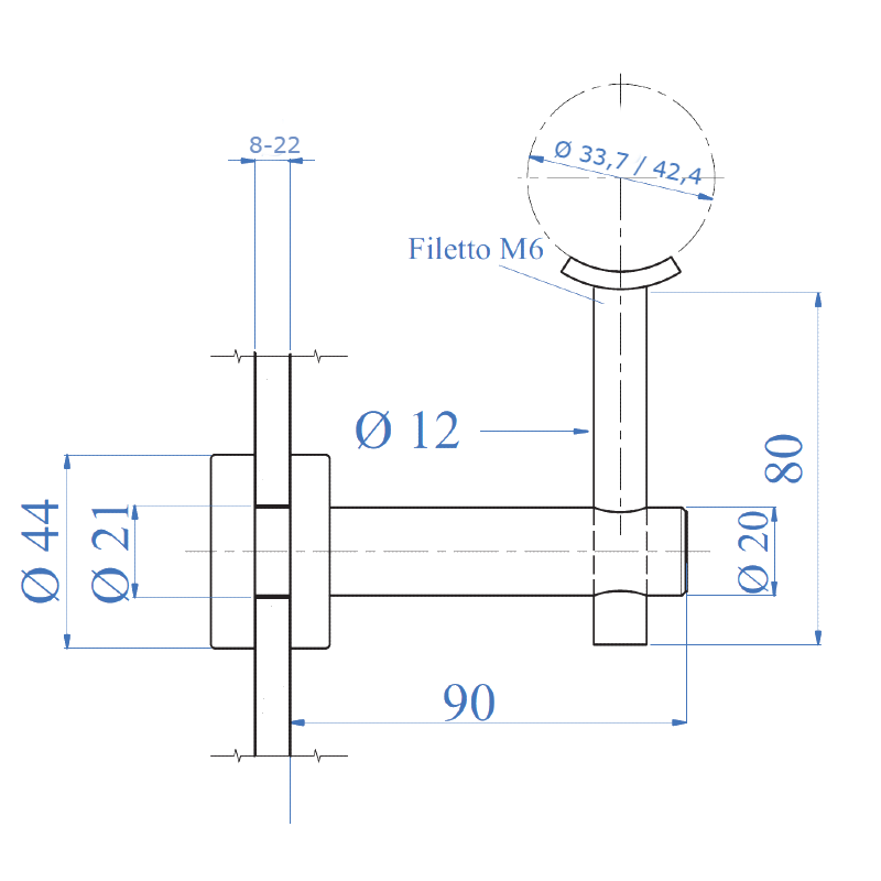 Inox® Glass Handrail Support - Steel and Pipes Inc.