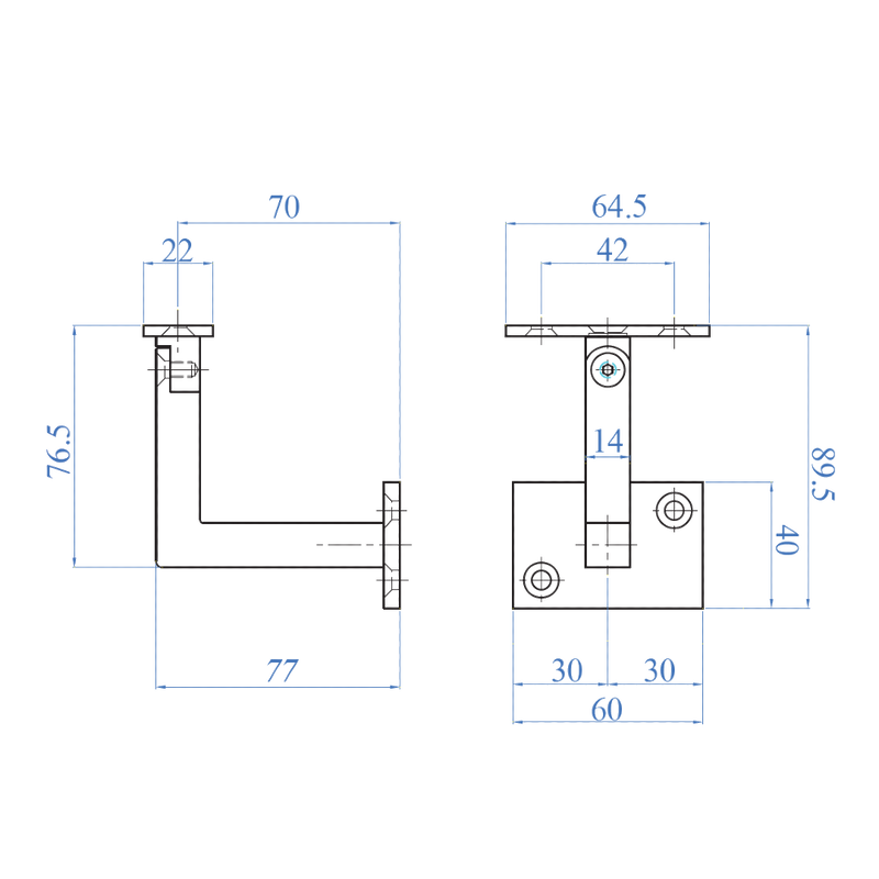 Inox® Adjustable Wall Handrail Support - Steel and Pipes Inc.