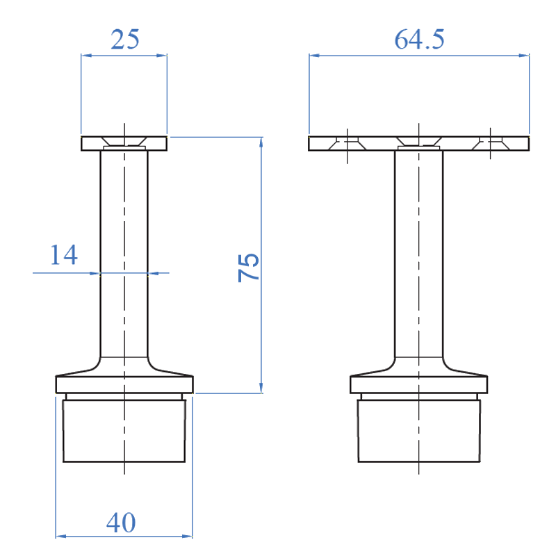 Inox Black Handrail System Support - Steel and Pipes Inc.