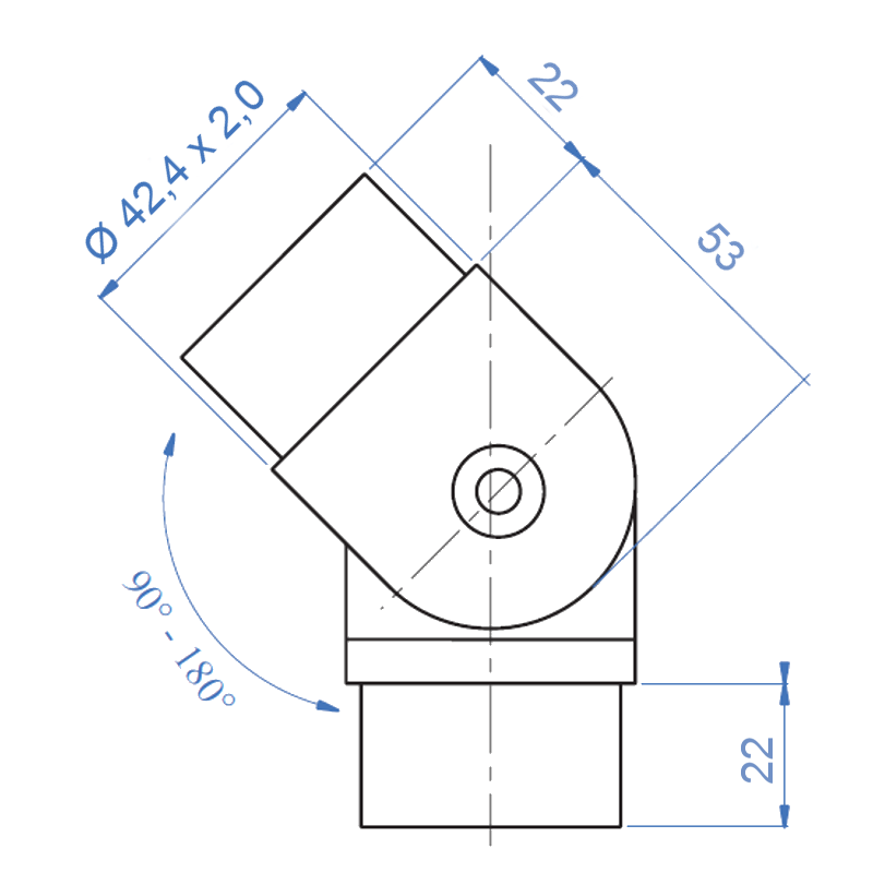 Black Pivotable Connector - Steel and Pipes Inc.