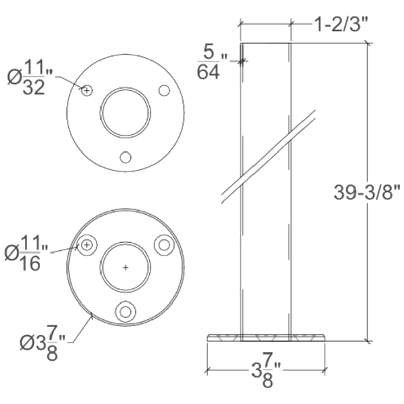 Black Round Post - Steel and Pipes Inc.