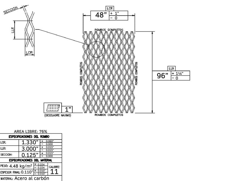 Black Steel Expanded Metal 11118 - Steel and Pipes Inc.
