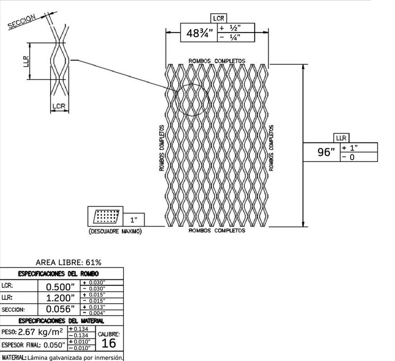 Galvanized Steel Expanded Metal 121935 - Steel and Pipes Inc.