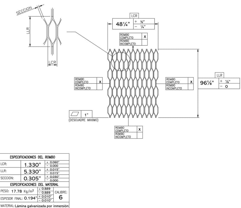 Galvanized Steel Expanded Grating 121900 - Steel and Pipes Inc.