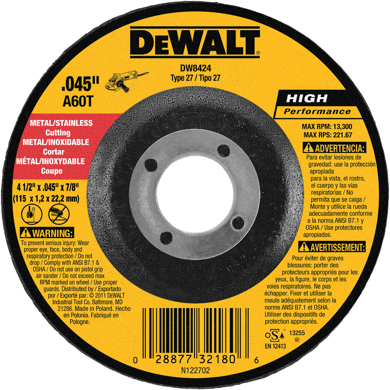 Dewalt Metal/Stainless Cutting Disc - Steel and Pipes Inc.
