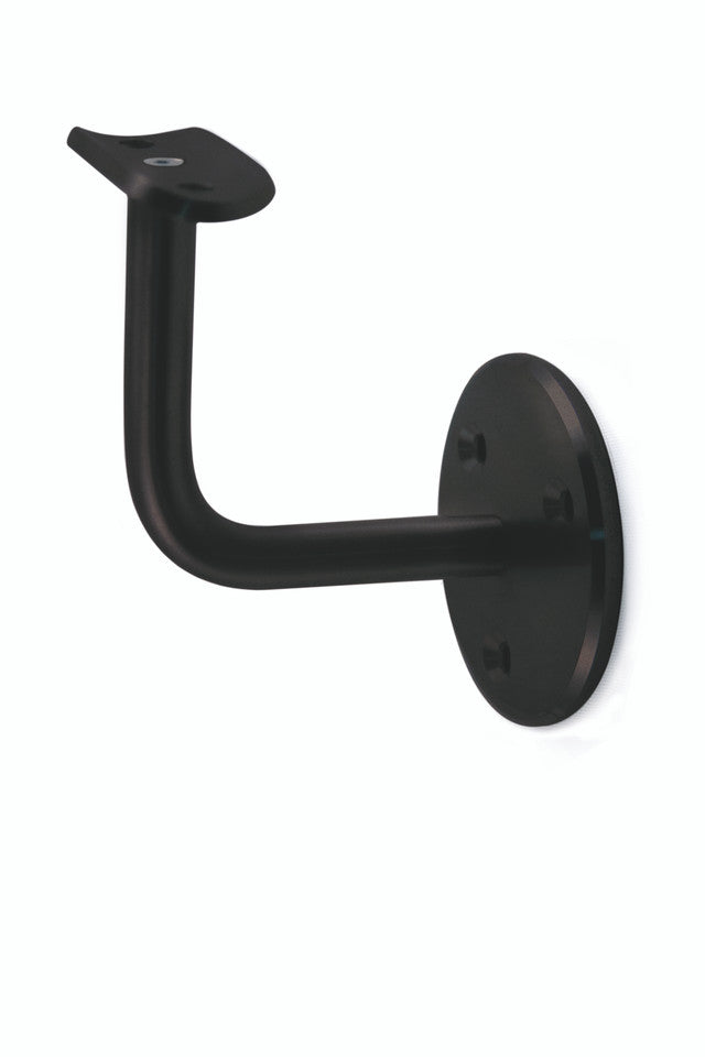 Black Round Handrail Support wall Mounted - Steel and Pipes Inc.