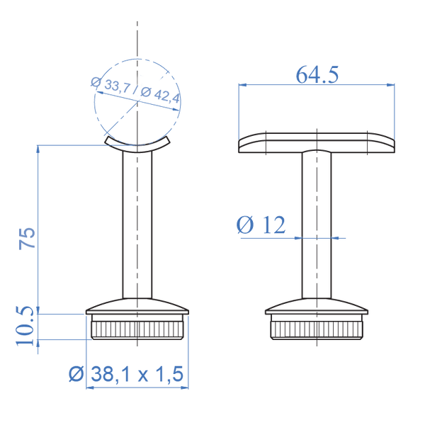Support Identification Inox Inox Handrail Support – Steel and Pipes Inc.