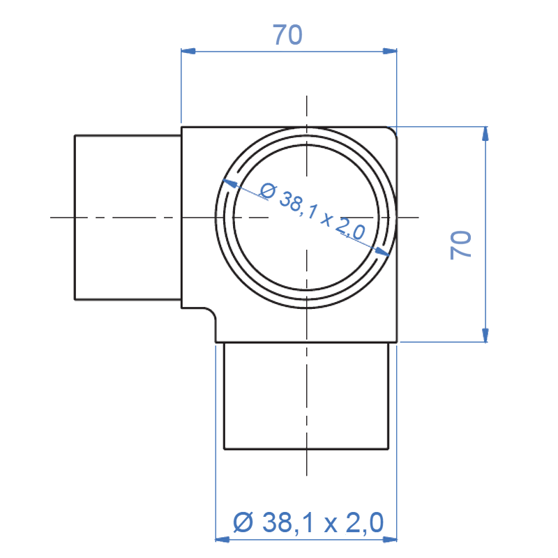 Inox® 3-Way Corner - Steel and Pipes Inc.