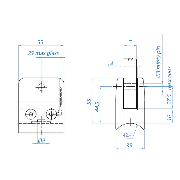 Inox® Glass Clamp - Steel and Pipes Inc.
