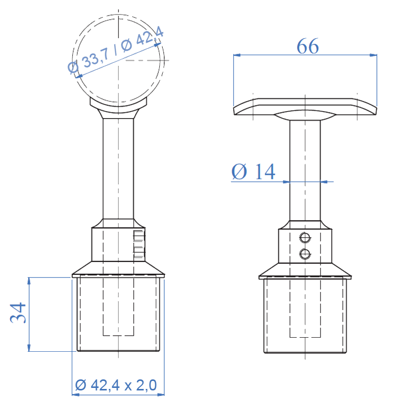Inox® Rigid Joint Handrail Support - Steel and Pipes Inc.