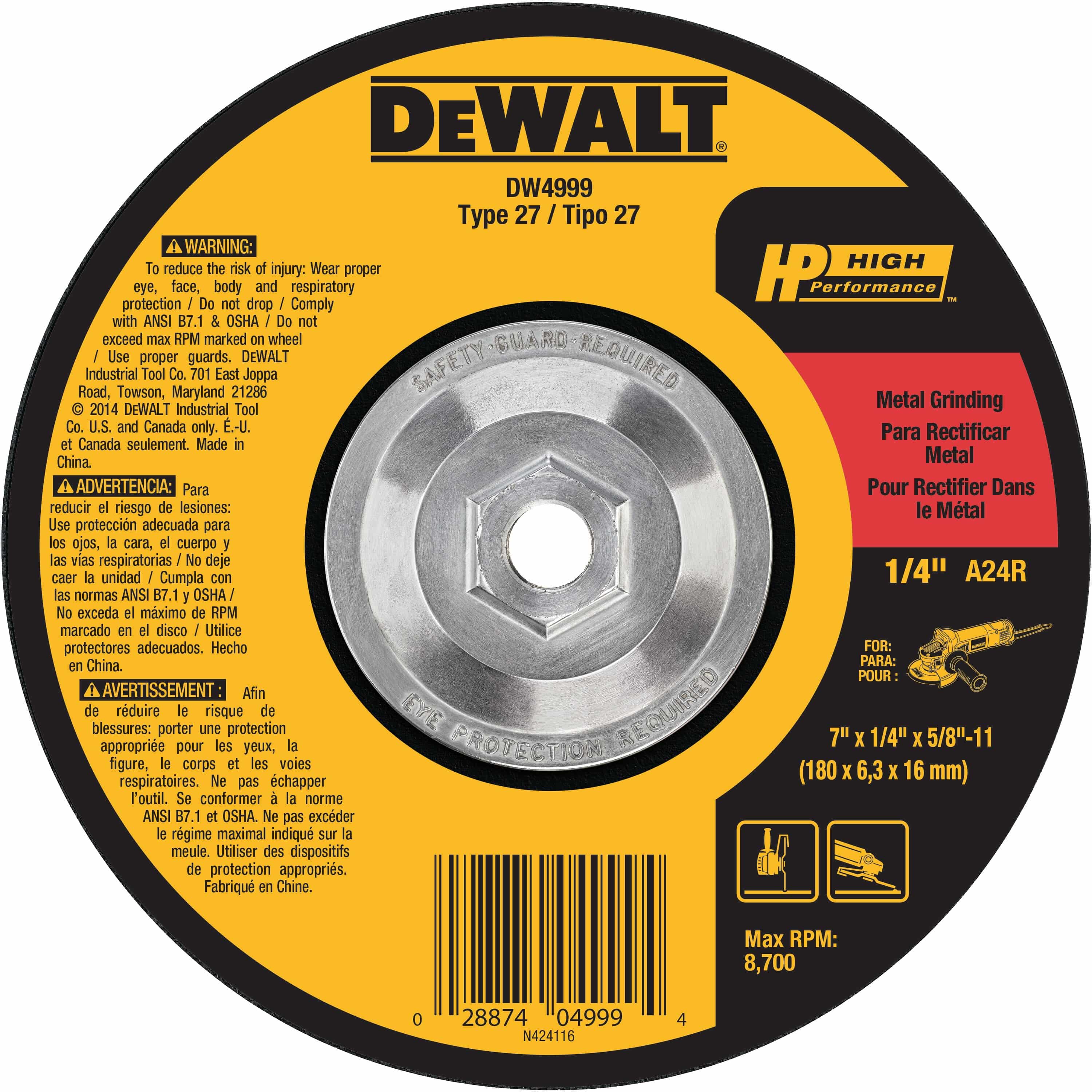 Dewalt Metal Grinding Disc Steel and Pipes Inc.