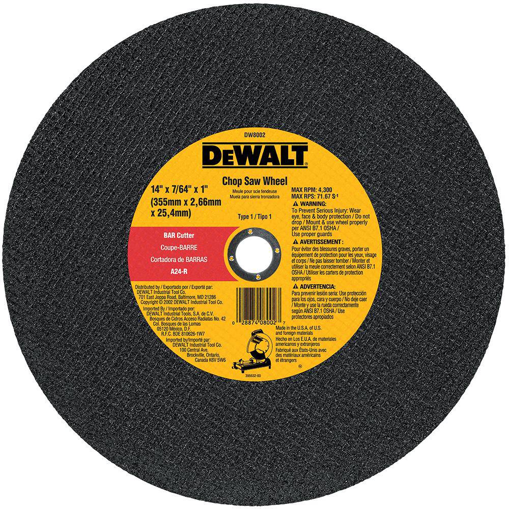 Dewalt Chop Saw Cutting Disc Steel and Pipes Inc.